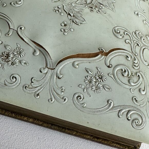 Antique Celluloid Repousse floral Cabinet Card Album ephemera art project Damage - Picture 2 of 14
